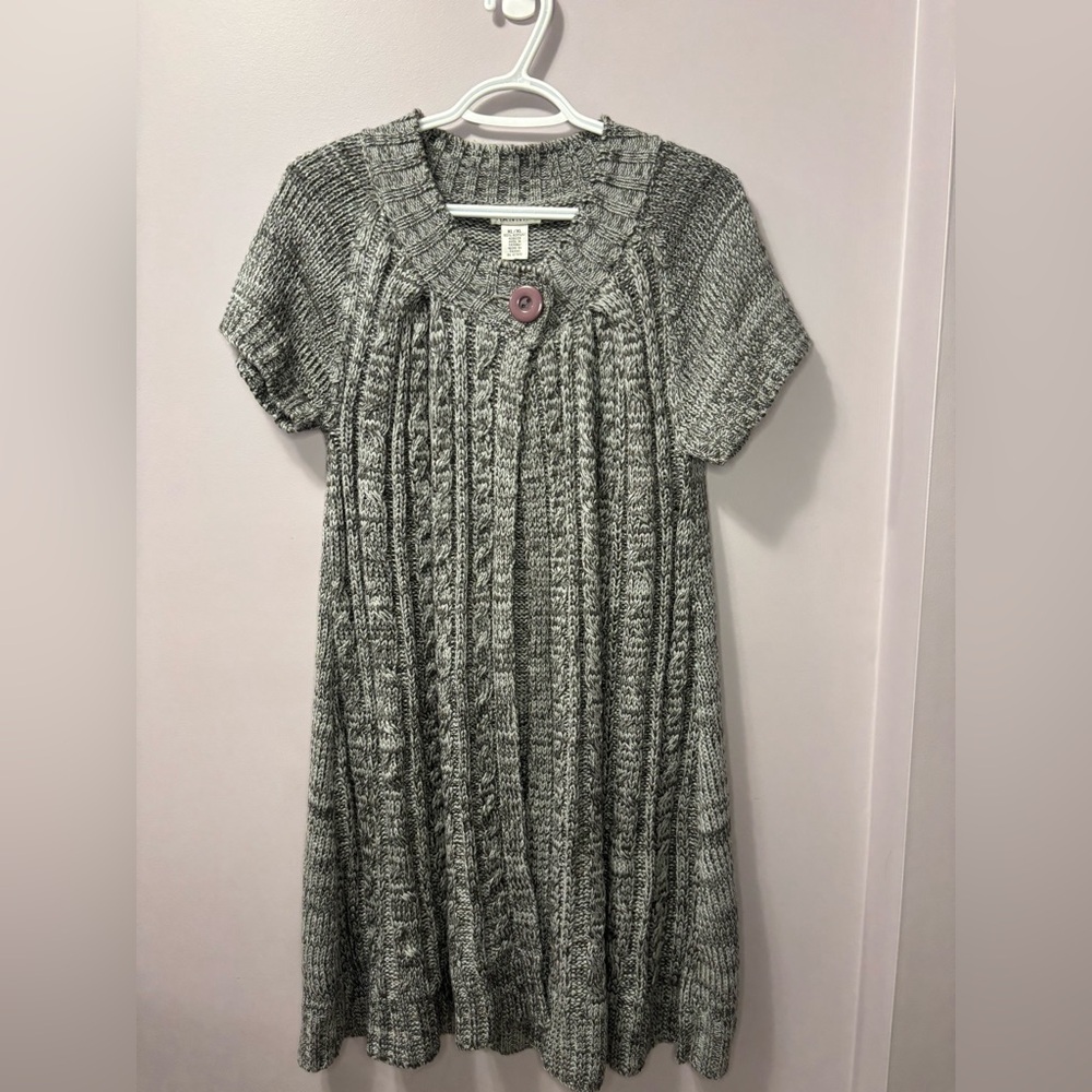 Vintage Hannah Cable Knit Sweater Coatigan Gray Button Front Size XL